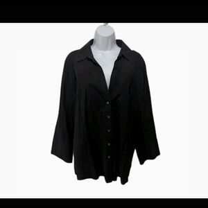 Talbots 20W Wrinkle Resistant Shirt Black Button Down Long Sleeve Minimalist #7